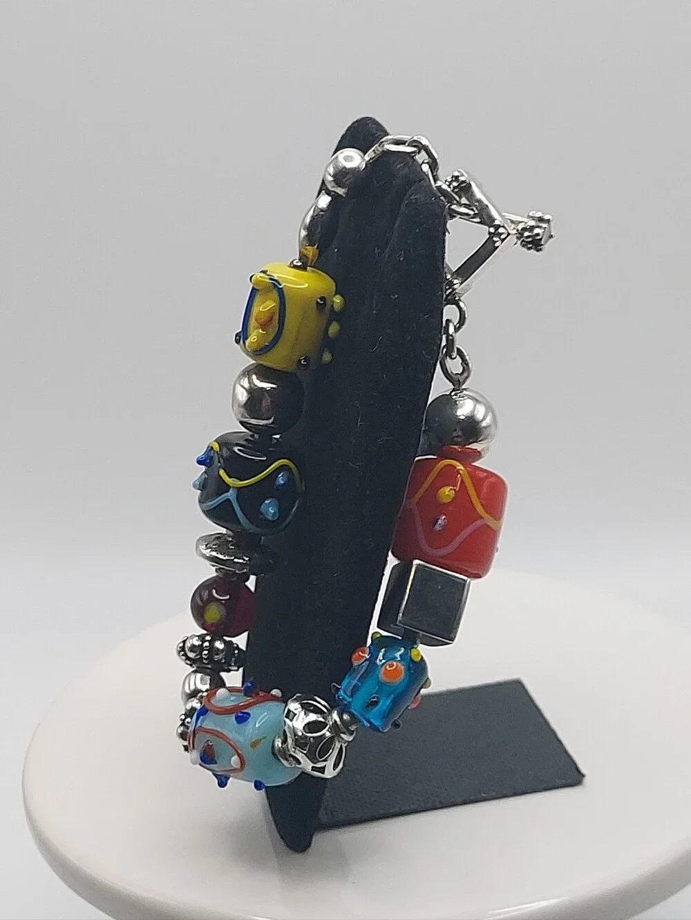 Silpada Retired 925 Cake Glass Beads Vtg Bracelet 7.75